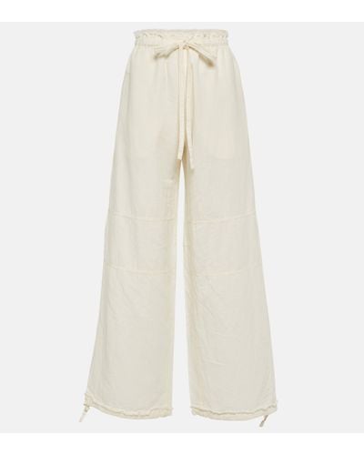 Acne Studios Cotton And Linen Wide-leg Trousers - White