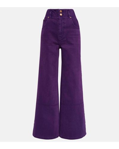 Ulla Johnson Margot High-rise Wide-leg Jeans - Purple