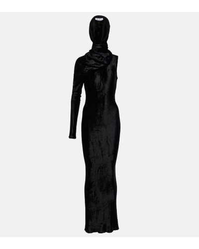 Alaïa Hooded Asymmetric Gown - Black