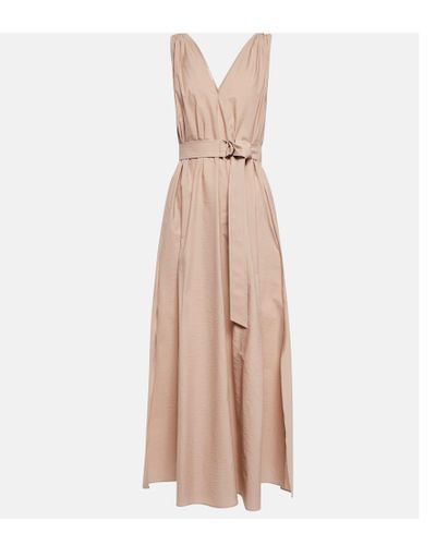 Brunello Cucinelli Vestido midi con cuello en pico - Neutro