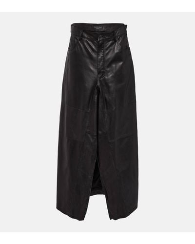 Balenciaga Jupe Apron Pants en cuir - Noir