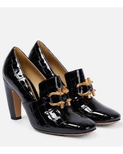 Bottega Veneta Mostra Croc-effect Leather Loafer Court Shoes - Black