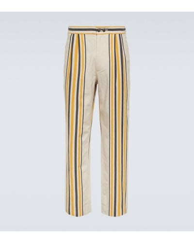 Bode Striped Mid-rise Cotton Straight Trousers - Metallic