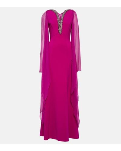 Jenny Packham Merle Embellished Crepe Gown - Pink
