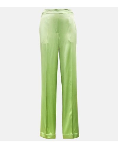 JOSEPH Pantalones Tova de saten de seda rectos - Verde