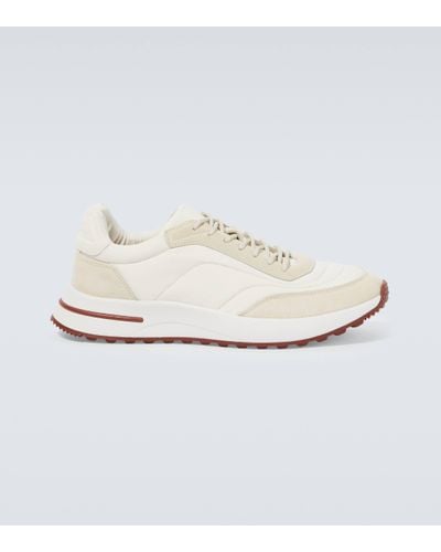 Loro Piana Week End Walk Suede-trimmed Trainers - White