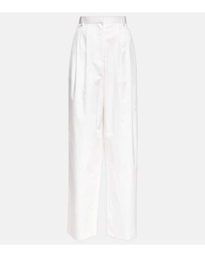 The Row Pantalones Bufus en algodon de tiro alto - Blanco