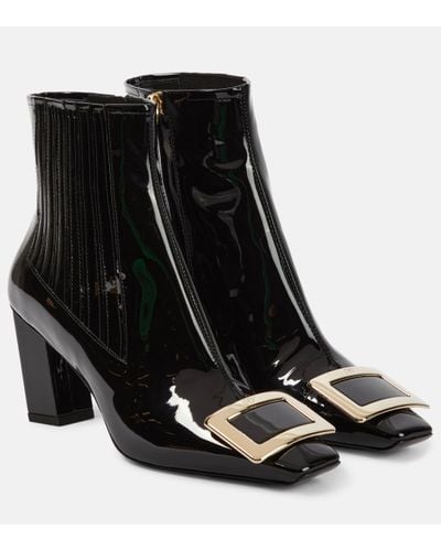 Roger Vivier Patent Leather Ankle Boots - Black