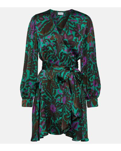 Velvet Robe midi Bridget imprimee en satin - Vert