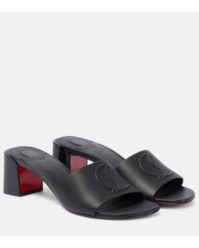 Christian Louboutin So Cl 55 Embossed Leather Mules - Black