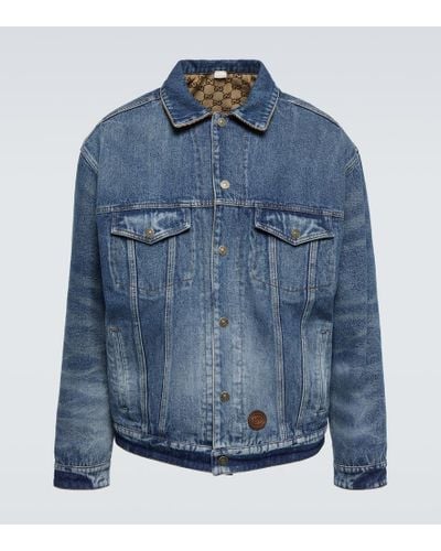 Gucci Reversible Gg-jacquard Denim Jacket - Blue