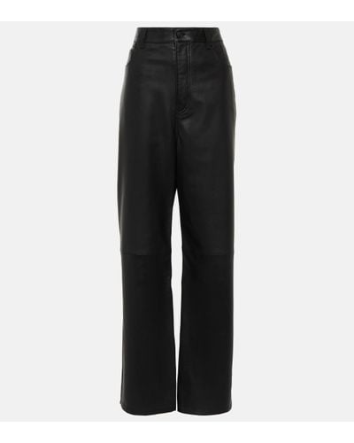 Wardrobe NYC High-rise Leather Wide-leg Trousers - Black