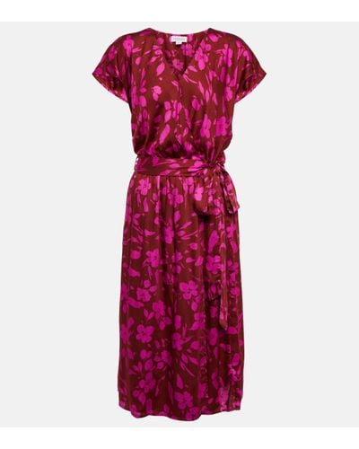 Velvet Floral Midi Dress - Purple