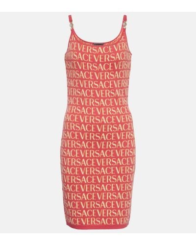 Versace Monogramm Strick -Mini -Kleid - Rojo