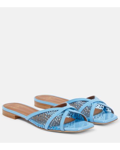 Malone Souliers Perla Embellished Pvc And Leather Sandals - Blue
