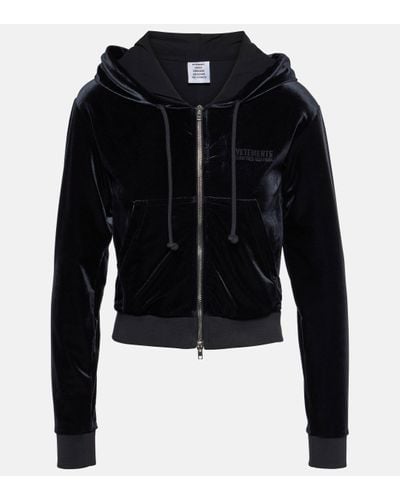 Vetements Sweat-shirt a capuche en velours - Noir