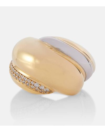 Saint Laurent Anillo Whirlwind con cristales - Neutro