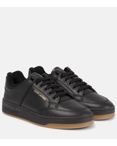 Saint Laurent Men Grained Trainers - Black