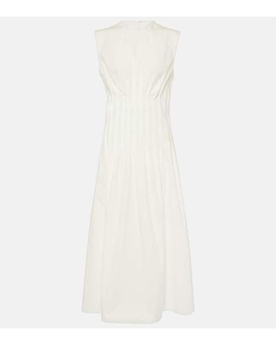 Khaite Wes Pleated Cotton Poplin Maxi Dress - White