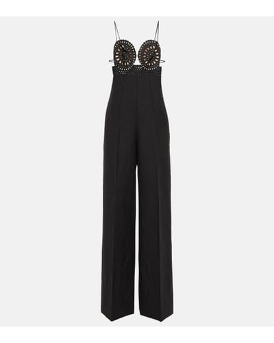 Stella McCartney Combi-pantalon en lin et coton melanges - Noir