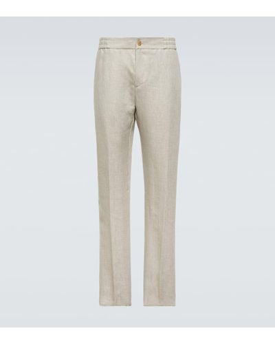 Etro Linen Straight Pants - Natural