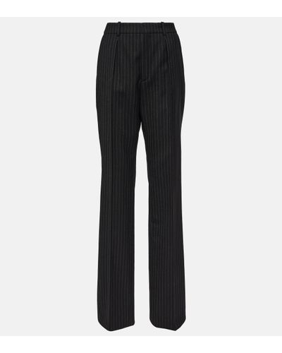 Saint Laurent Pinstripe Virgin Wool Trousers - Black