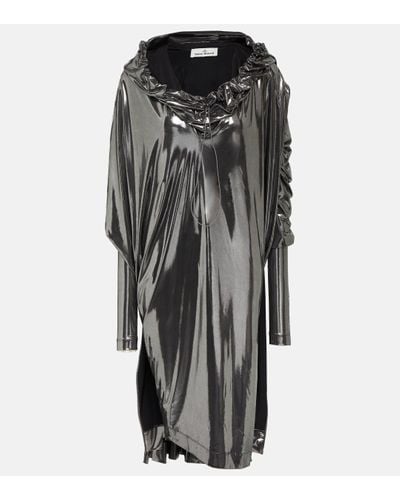 Vivienne Westwood Draped Lame Midi Dress - Grey