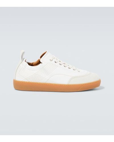 Dries Van Noten Suede-trimmed Leather Sneakers - White