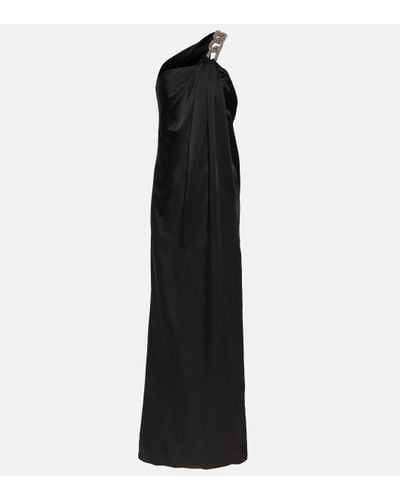 Stella McCartney Robe longue Falabella en satin a ornements - Noir