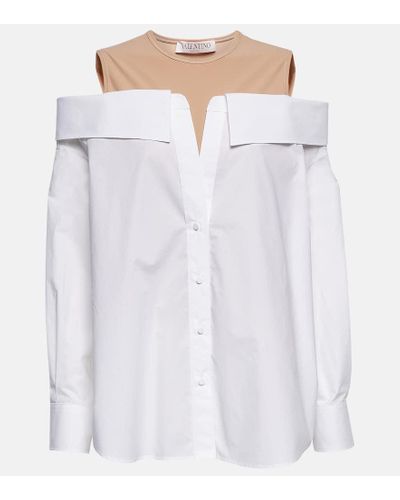 Valentino Camisa en popelin de algodon - Blanco