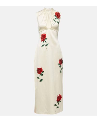 Magda Butrym Rose-print Maxi Dress - White