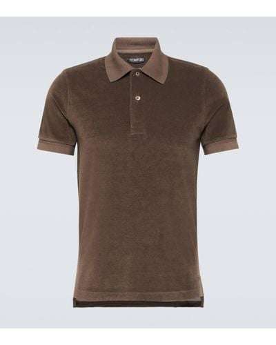 Tom Ford Towelling Cotton-blend Polo Shirt - Brown