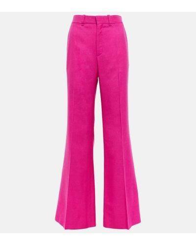 Chloé Pantalones en mezcla de lana tiro alto - Rosa