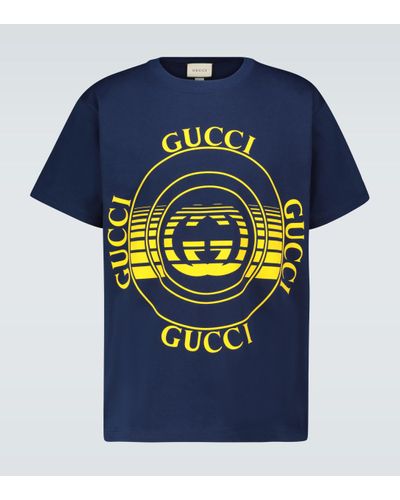 Gucci T-shirt oversize con stampa disco - Blu