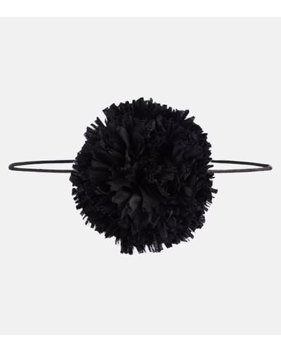 Saint Laurent Floral-applique Satin Choker - Black