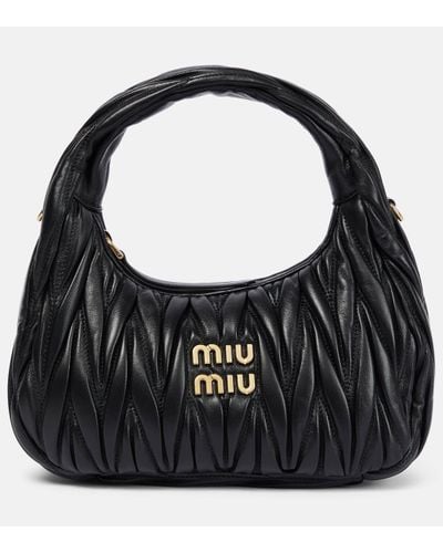Miu Miu Miu Wander Matelasse Leather Shoulder Bag - Black