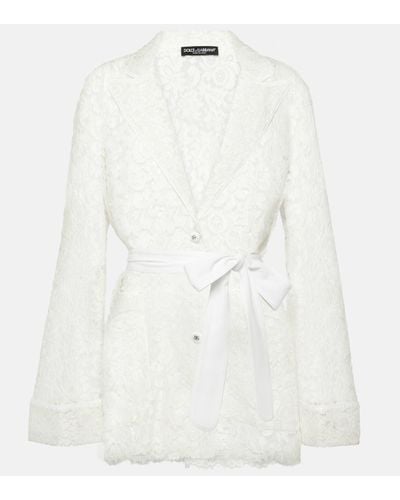 Dolce & Gabbana Bow-detail Lace Jacket - White