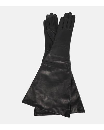 Alaïa Gants evases en cuir - Noir