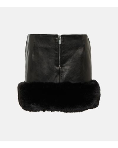 Magda Butrym Faux Fur-trimmed Leather Mini Skirt - Black
