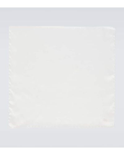 Saint Laurent Silk Pocket Square - White