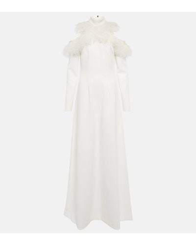 Christopher Kane Robe de mariee en crepe a plumes - Blanc