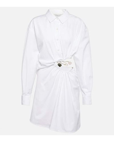 Christopher Esber Ruched Cotton Shirt Dress - White