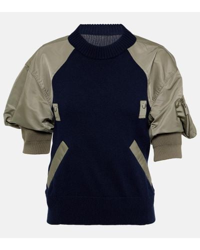 Sacai Sweatshirt aus einem Baumwollgemisch - Blau