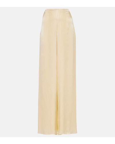 Loro Piana Dresden Striped Silk Wide-leg Pants - Natural