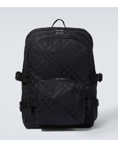 Burberry Jacquard Checked Backpack - Black