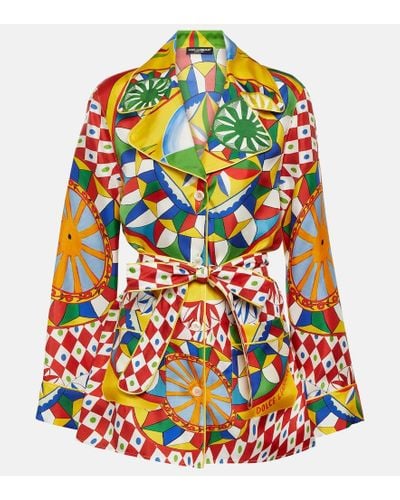 Dolce & Gabbana Bedruckte Jacke aus Seide - Mehrfarbig