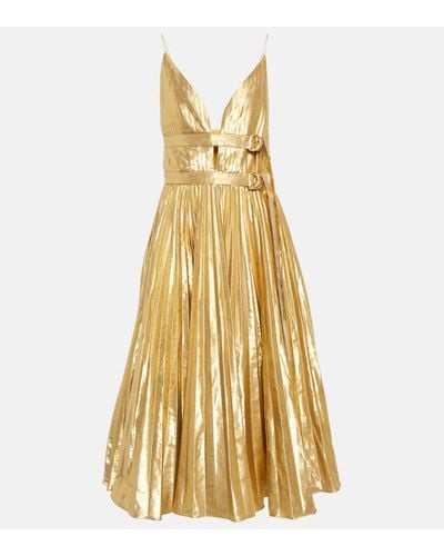 Altuzarra Winda Pleated Midi Dress - Metallic