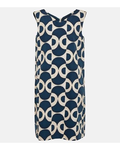 Max Mara Swing Reversible Printed Poplin Mini Dress - Blue