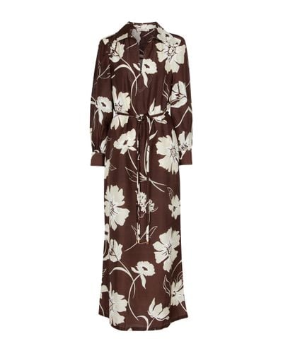 Tory Burch Floral Silk Maxi Dress - Brown