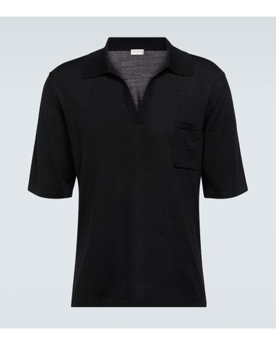 Saint Laurent Wool Polo Shirt - Black